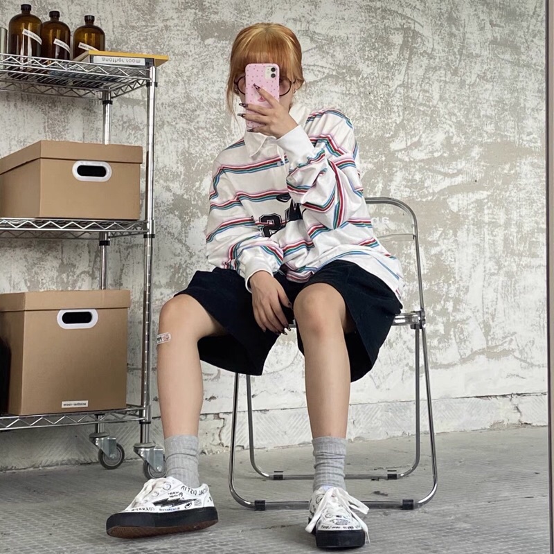 Giày thể thao vải canvas hoạ tiết phong cách Hàn Quốc năng động cho nữ