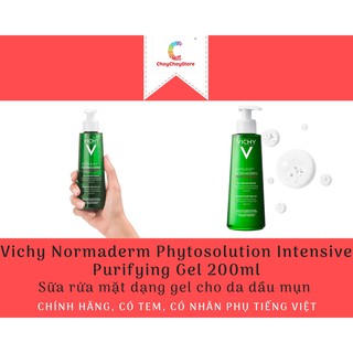 [CHÍNH HÃNG CÓ TEM] Vichy Normaderm Phytosolution Intensive Purifying Gel 200ml - Sữa rửa mặt dạng gel cho da dầu mụn
