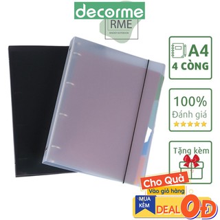 Sổ còng A4 4 còng bìa sổ còng binder giấy refill full phụ kiện set sổ A4 vpp Decorme