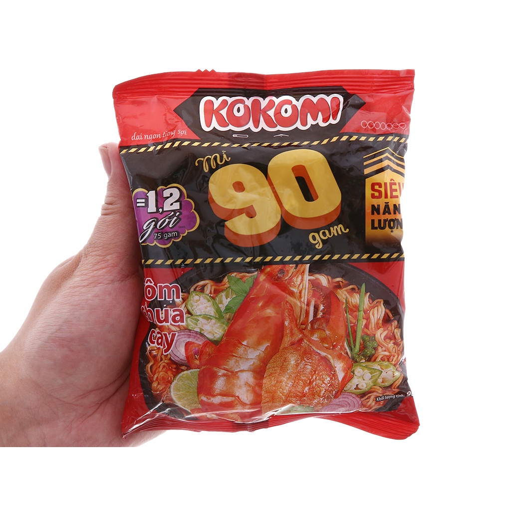 Thùng 30 gói mì Kokomi 90 tôm chua cay/ sườn cay hành phi 90g