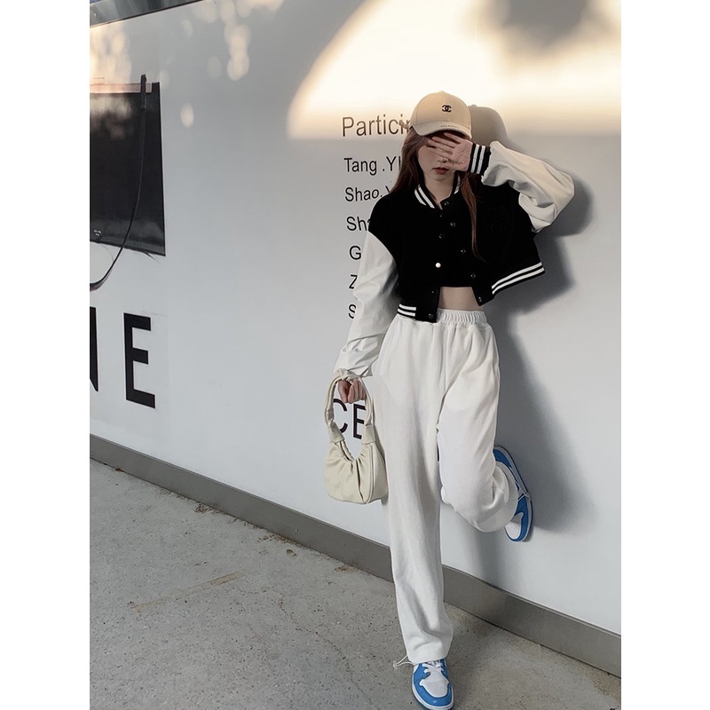 Áo Bomber Croptop Cúc Bấm - Áo khoác nỉ nữ thể thao kẻ sọc dáng cộc, thiết kế đơn giản, bắt mắt HOT | BigBuy360 - bigbuy360.vn