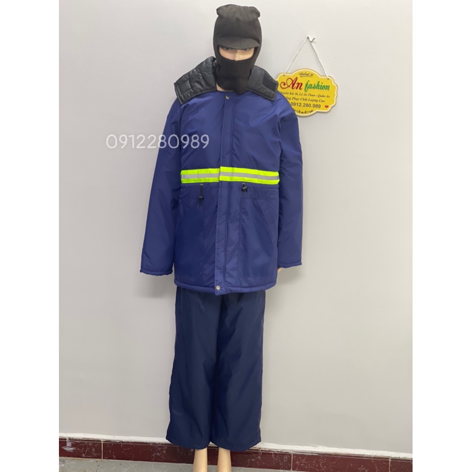 Đồ bảo hộ dùng trong kho đông lạnh -25 độ có gắn phản quang mặc siêu ấm_ Hình chụp thật