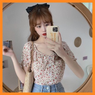 Áo sơ mi nữ họa tiết hoa cổ chun  [TTBK]