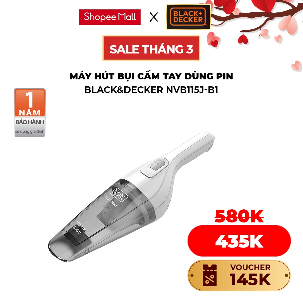 Máy hút bụi cầm tay dùng pin Black&amp;Decker NVB115J-B1 |3.6V | Bảo hành 1 năm | Chính hãng