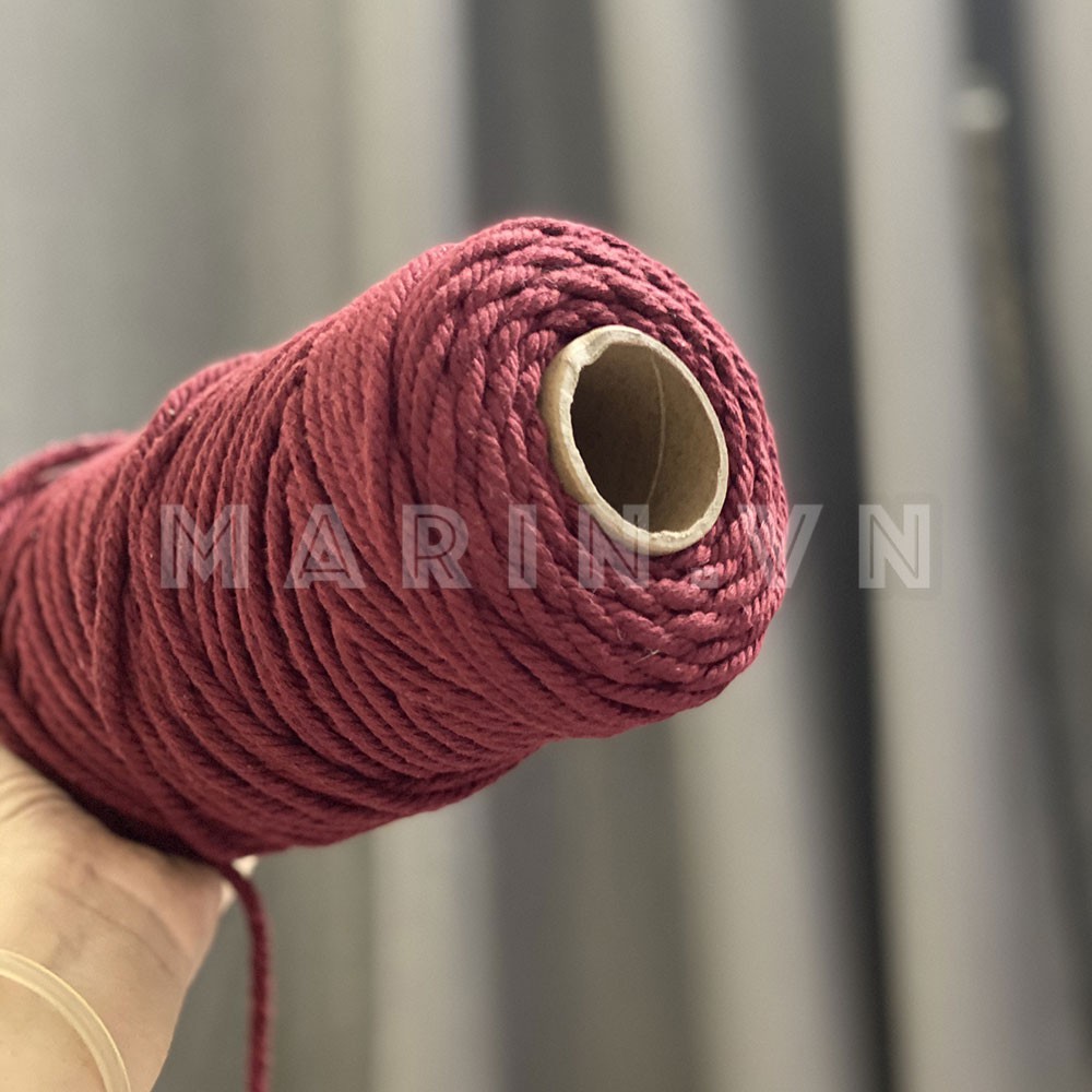Dây thừng se macrame cotton đan đồ trang trí sợi tiết diện 4mm nhiều màu