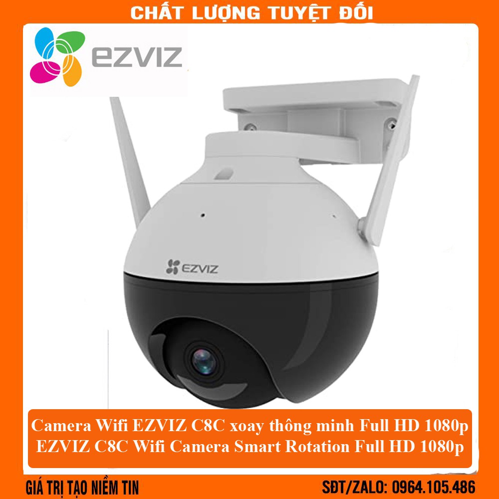 Camera ngoài trời wifi EZVIZ C8C Full HD 1080P xoay 360 độ Tích hợp AI -Có màu ban đêm , ezviz c6n