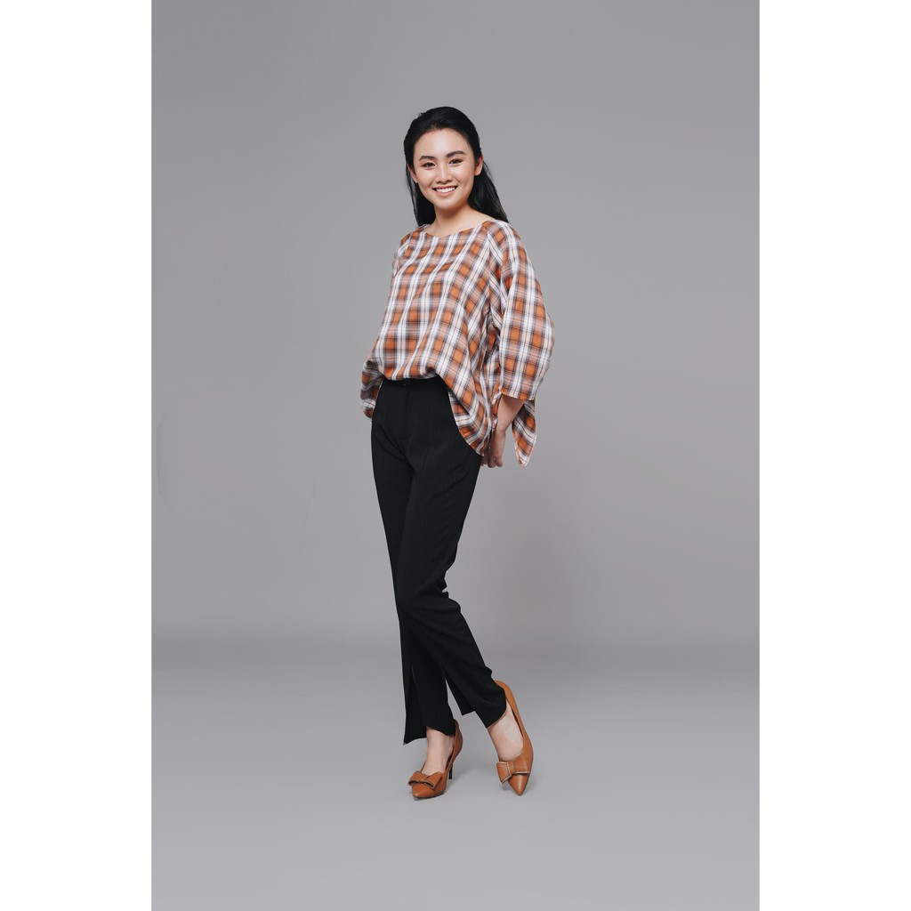 Áo cotton tay raglan kẻ cam C277 NỮ TNG