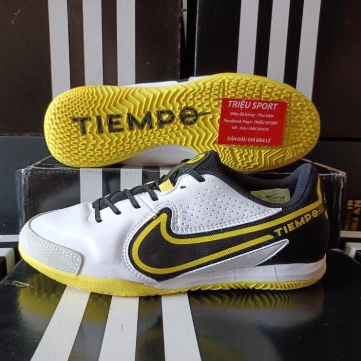 Giày đá bóng Tiempo Legend 9 Pro IC ( Trắng vàng ) ZRA 🕊️ 📷