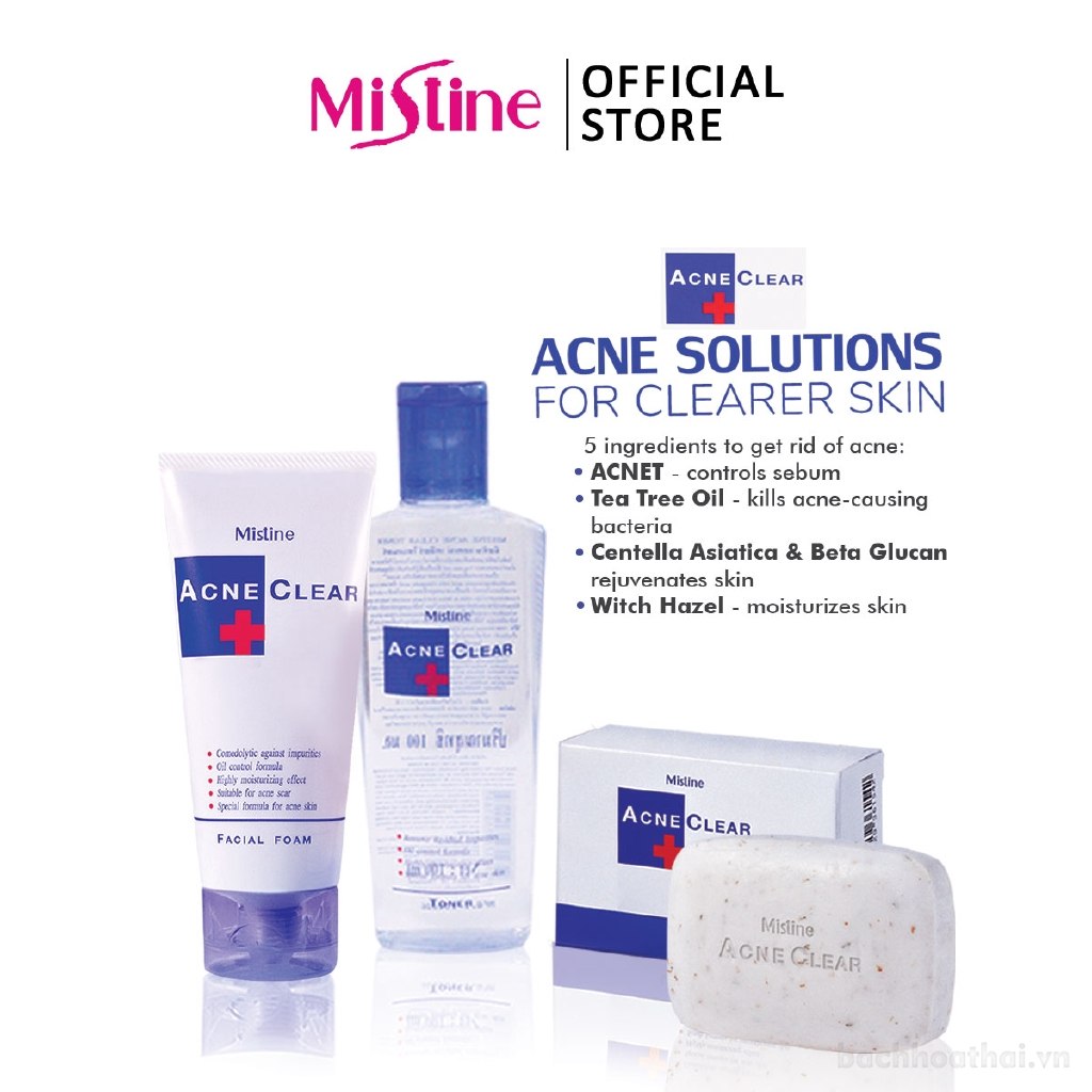 Sữa rửa mặt dành cho da mụȵ Mistine Acne Clear Facial Foam Thái Lan