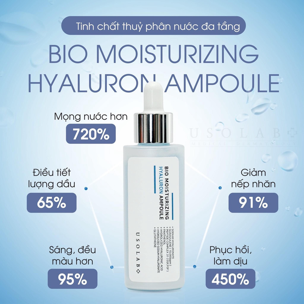 Tinh Chất Dưỡng Ẩm HA USOLAB BIO MOISTURIZING HYALURON AMPOULE 50ml