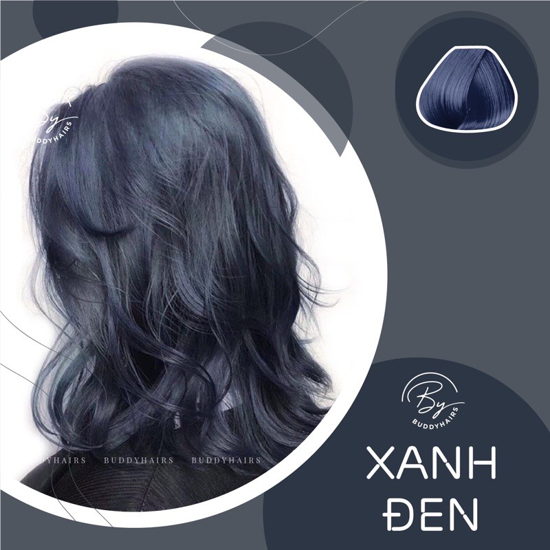 Thuốc nhuộm tóc Xanh dương đen không tẩy lên từ nền đen buddyhairs