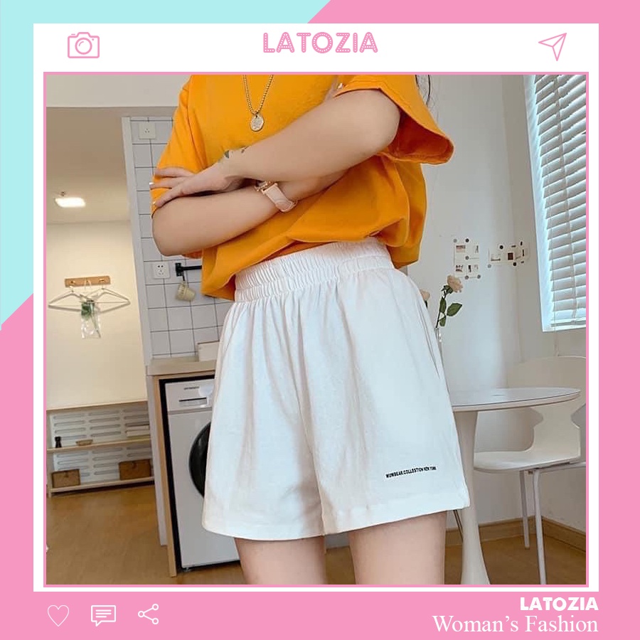 Quần Short Unisex Quần Đùi Đũi Chun Thêu Siêu Hot Latozia QD05
