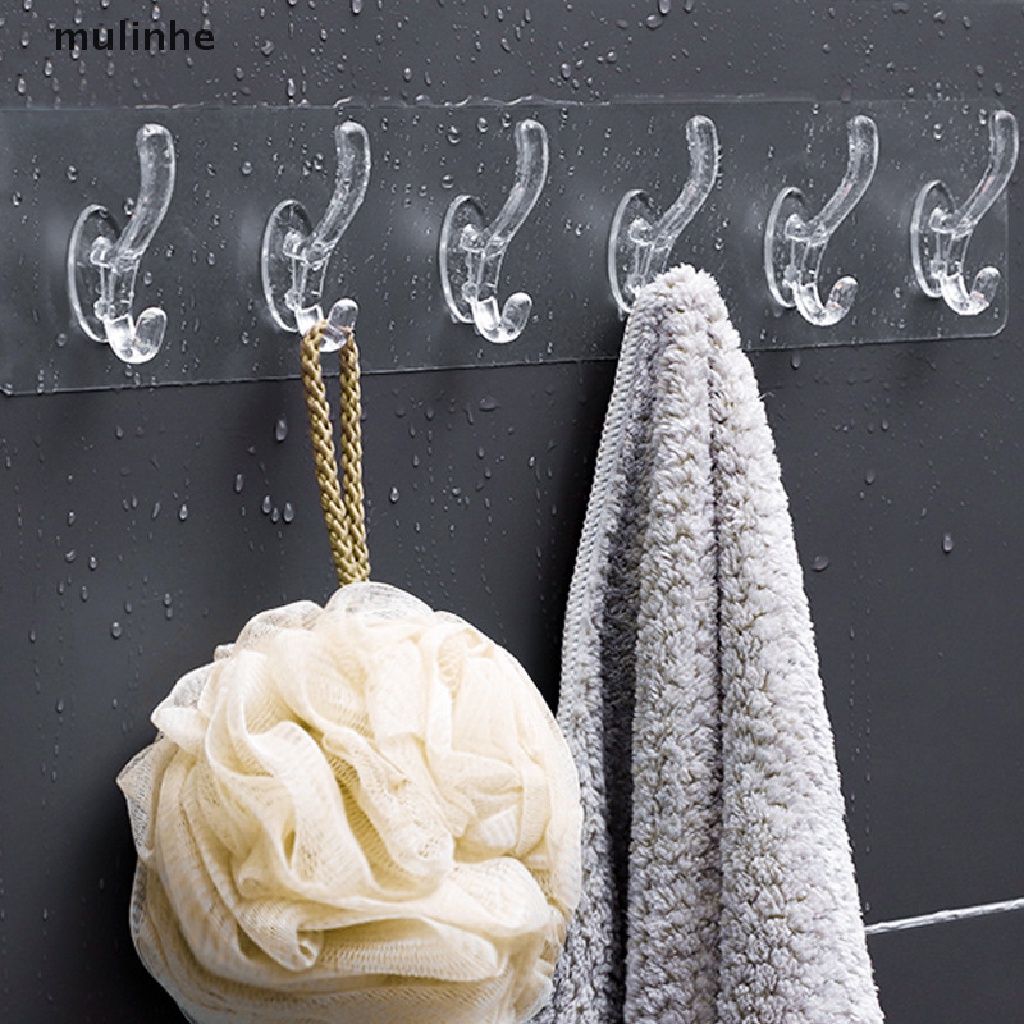 Móc Treo Đồ Dán Tường Bằng Nhựa Trong Suốt Không Cần Đóng Đinh