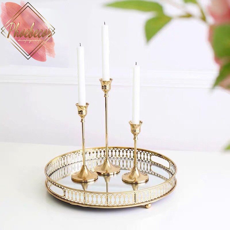 Chân nến trang trí mạ vàng cao cấp, trang trí tiệc cưới, sinh nhật (lẻ 1 chiếc) - PB221