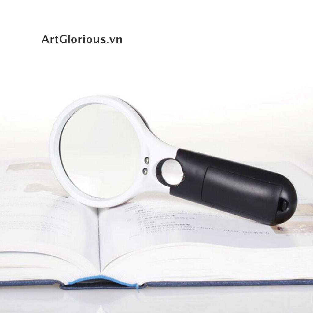 【ArtGlorious】 Handheld 45X Magnifying Reading Glass Lens Jewelry Loupe With 3 LED Light 【VN】