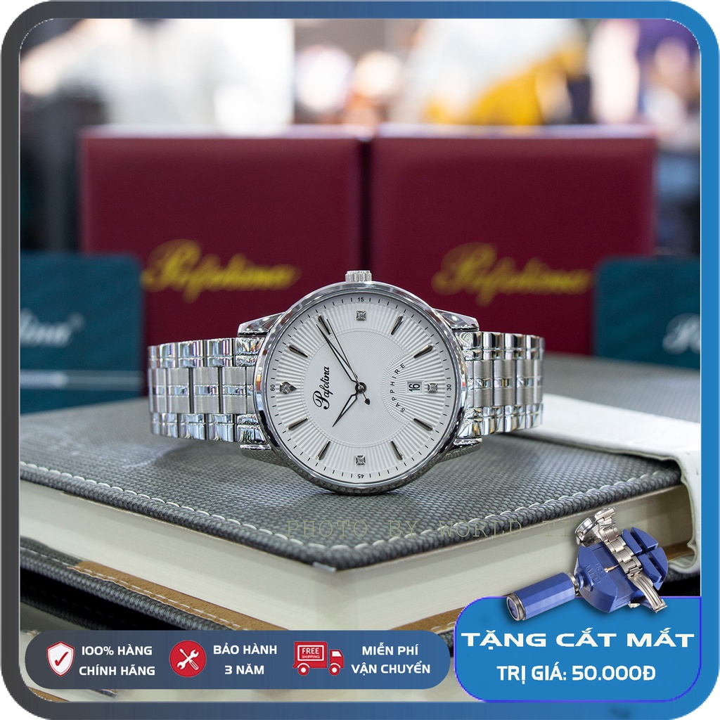 Đồng Hồ Nam Pafolina 5028M dây thép Chính Hãng Full Box , Kính Sapphire Chống Xước - Chống Nước 5ATM - Bảo hành 3 năm