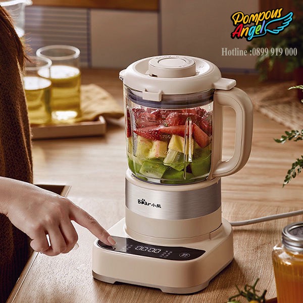 Máy xay nấu làm sữa hạt , sinh tố đa năng BEAR màu kem, dung tích 1L cao cấp bảo hành 12 tháng