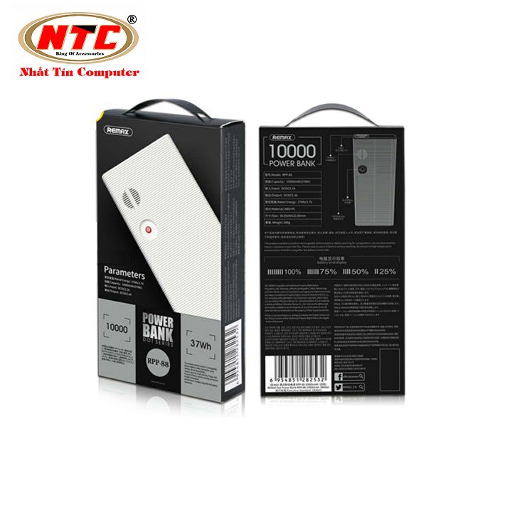 Pin sạc dự phòng Remax RPP-88 10000mAh - lõi Lithium Polymer (Trắng)