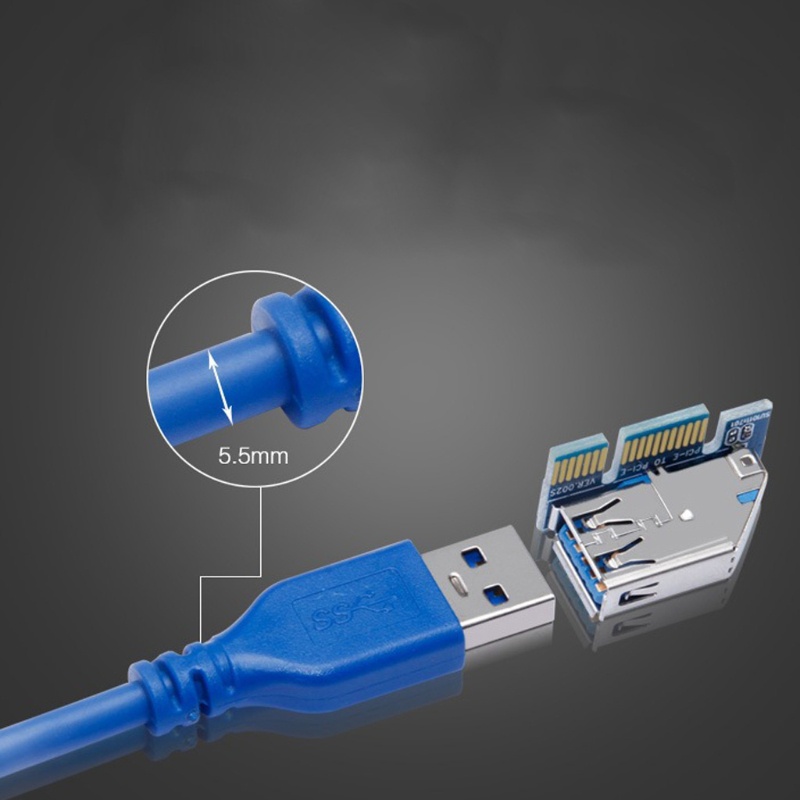 Card Chuyển Đổi PCI-E 1x Sang PCI-E 1x Kèm Cáp Usb 3.0