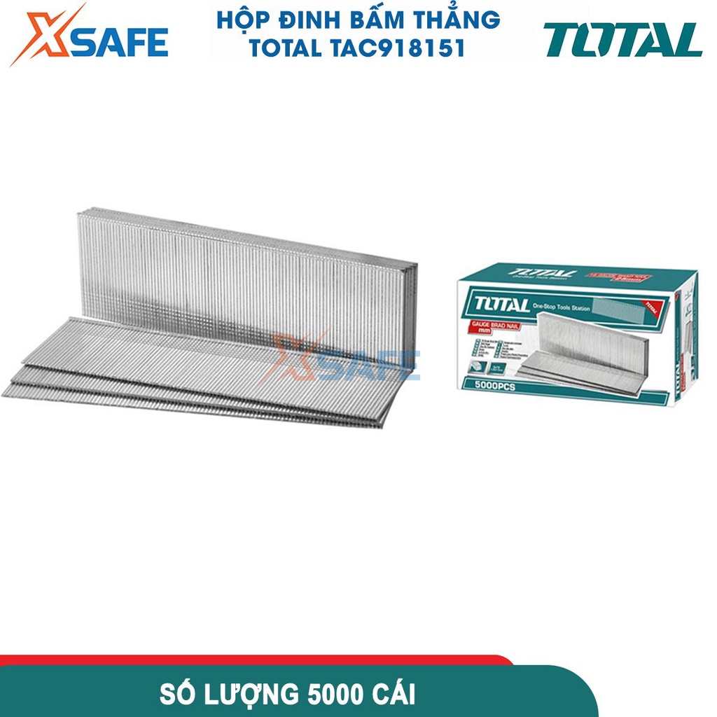 Đinh bấm thẳng TOTAL TAC918151, ghim bấm kích thước 15mm, 5000 cái/hộp, thích hợp cho TAT81501, TAT83501, TAT83301