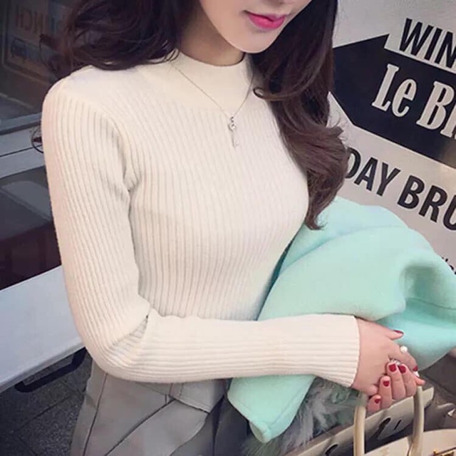 Áo len tăm cổ tròn nữ