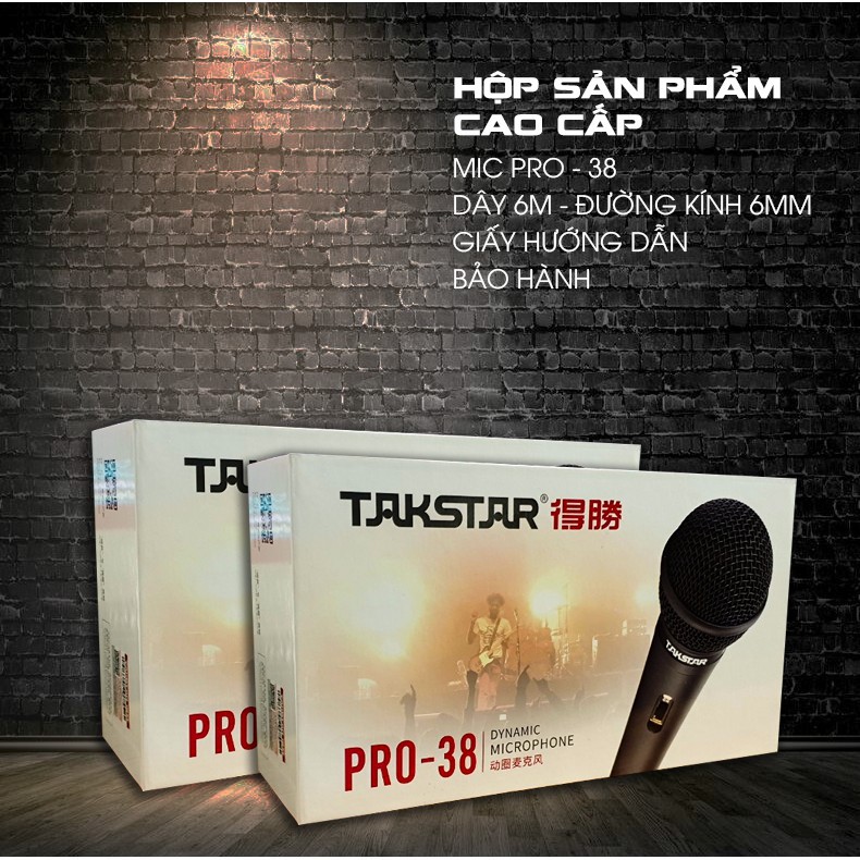 Micro karaoke có dây giá rẻ Takstar Pro-38, Míc có dây karaoke Takstar Pro38 [ Chính Hãng ]