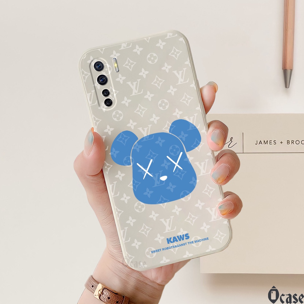 Ốp lưng Oppo Reno 3 /  A91 in hình gấu cạnh viền vuông có bảo vệ camera