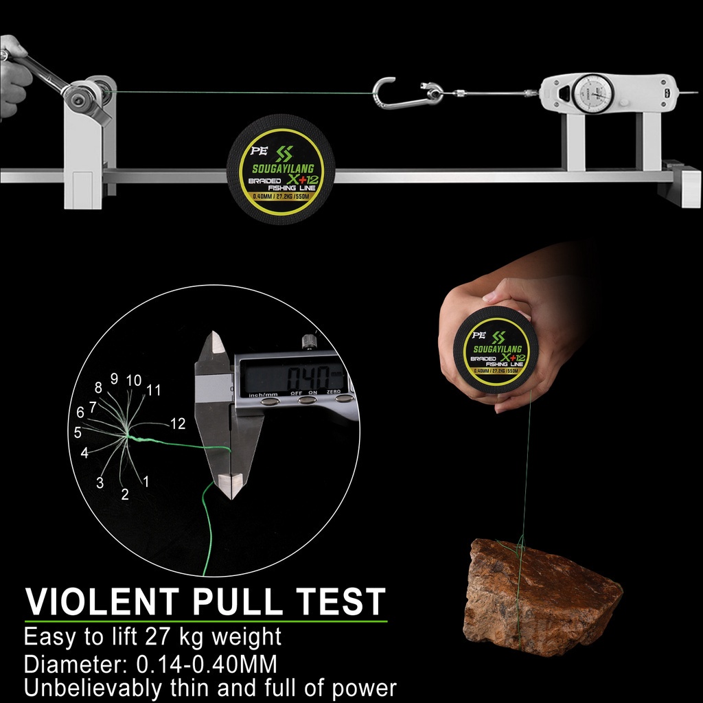 Cuộn dây câu cá SOUGAYILANG bện 12 sợi PE 350m siêu chịu lực 29-60LB