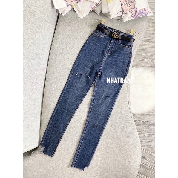 Quần Jean nữ cạp lưng siêu cao dài 98cm từ đáy quần xuống chân 66cm | BigBuy360 - bigbuy360.vn