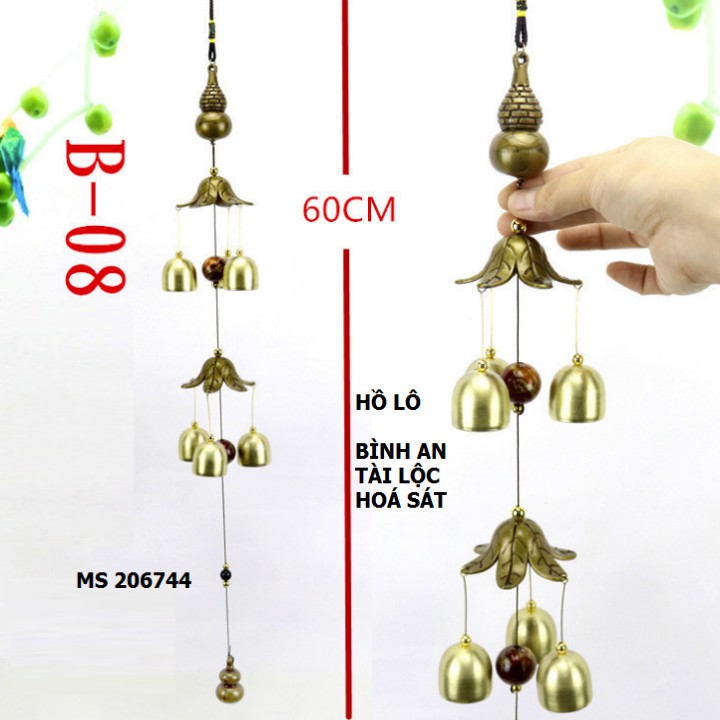 Chuông gió phong thủy,chuông gió hình hồ lô 2 tầng - 6 chuông cầu bình an và tài lộc 206744 [SKM]