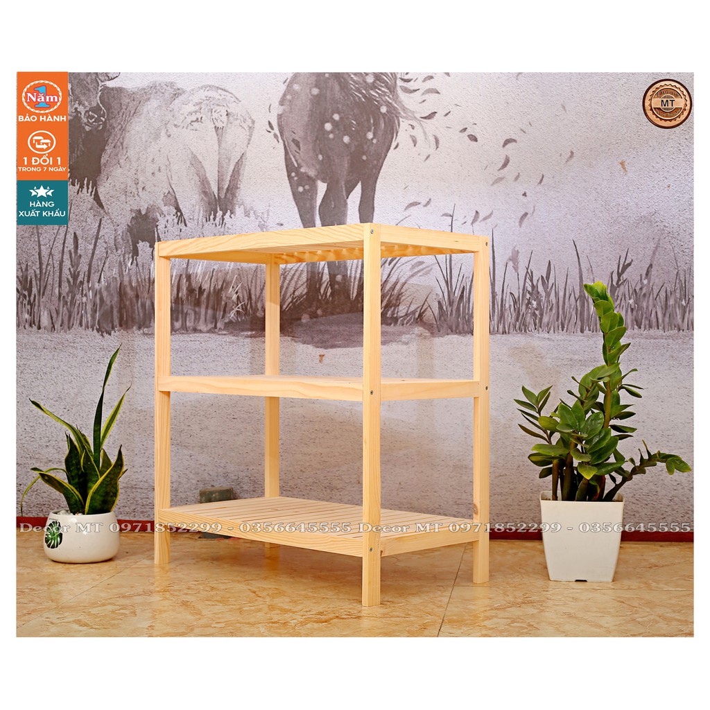 Kệ giá đựng lò vi sóng 3 tầng gỗ thông nhập khẩu phong cách hàn quốc