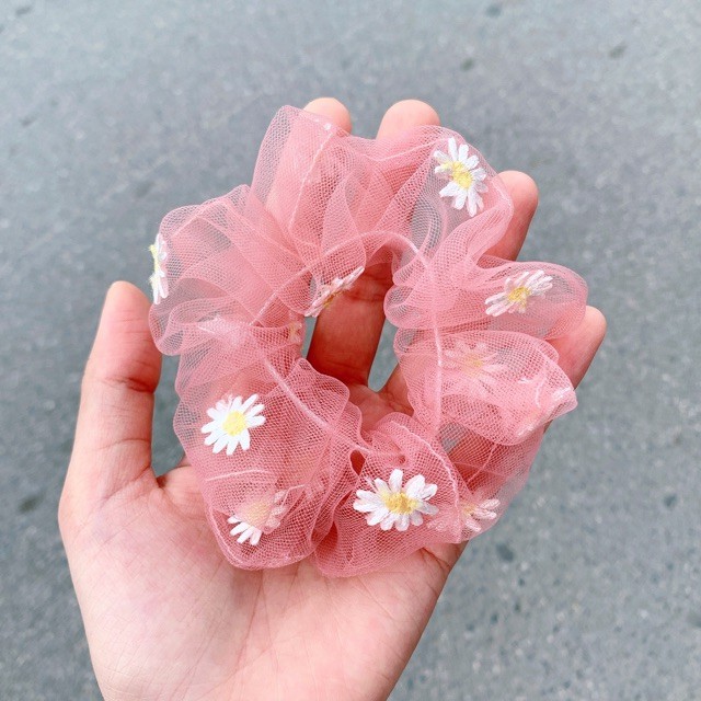 Scrunchie hoa cúc - dây cột tóc