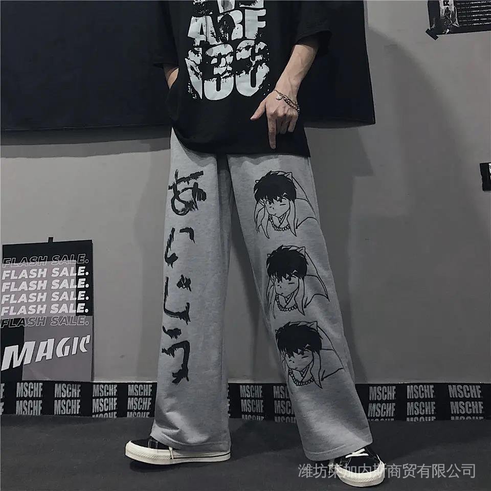 Quần Dài Ống Rộng In Họa Tiết Hoạt Hình Anime Thời Trang Xuân Thu Cho Nam Và Nữ