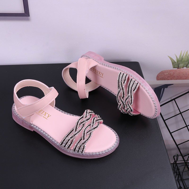 sandal bé gái size 31-36 dây kim sa bện siêu xinh