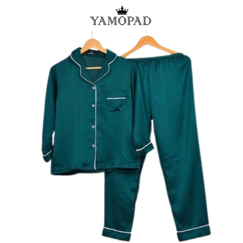 Đồ Bộ Nữ Pijama Mặc Nhà YAMOPAD Chất Liệu Lụa Tay Dài Quần Dài Trơn Thiết Kế Tinh Tế