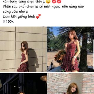 Đầm caro MARIKO đuôi cá thắt dây
