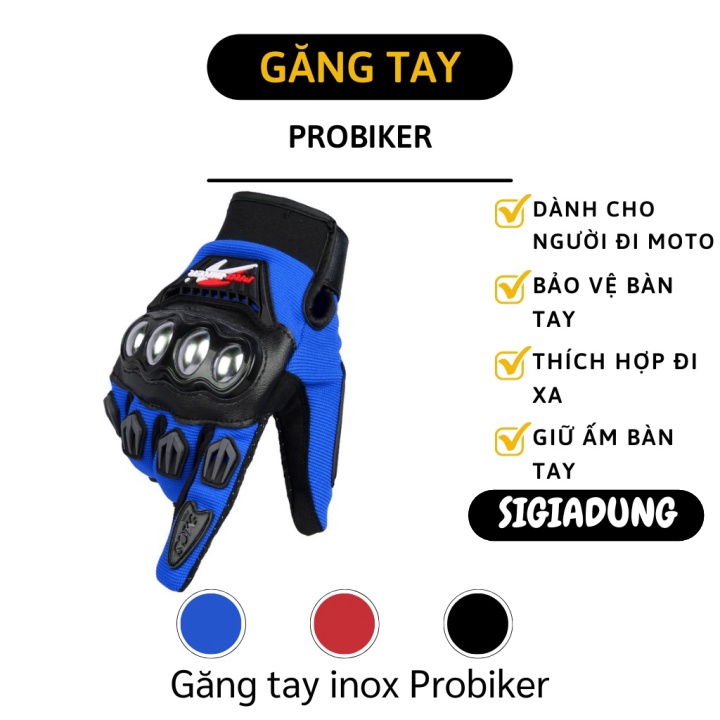 [SGD] Găng Tay Xe Máy - Bao Tay Đi Phượt Inox Probiker Full Ngón, Có Gù Bảo Vê 8296