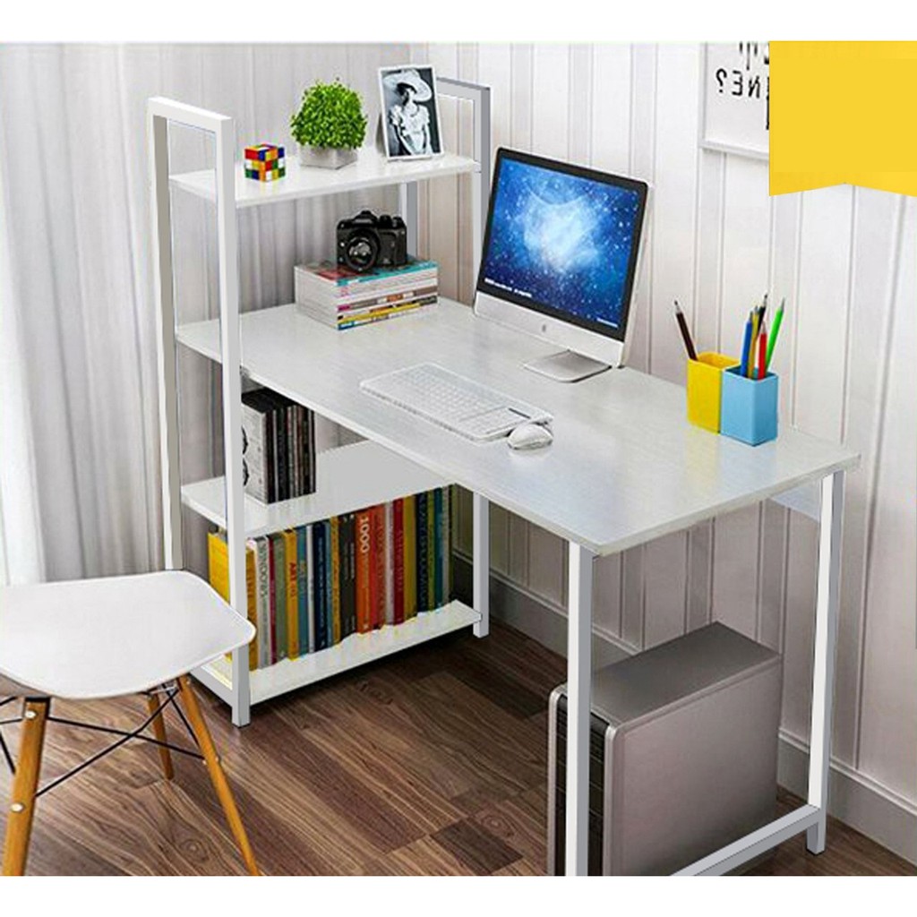 Bàn làm việc liền kệ sách, khung sắt sơn tĩnh điện chịu lực cao 120 x 55 cm, hàng lắp ráp thông minh BLV08 | BigBuy360 - bigbuy360.vn