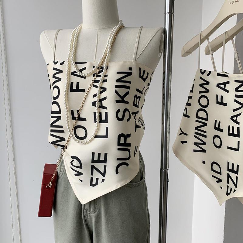 Áo Ống Vải Lụa In Chữ Quyến Rũ Thời Trang Mùa Hè Kiểu Mới 2022 Dễ Phối Đồ Dành Cho Nữ