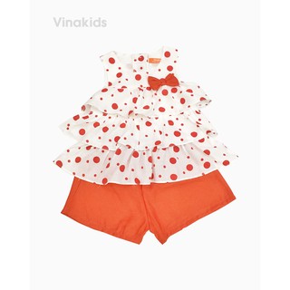 Đồ bộ đũi bé gái Vinakids 3 tầng màu đỏ