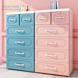 PEGGIEHOMETủ đựng đồ có ngăn kéo dày trẻ em bằng nhựa trong gia đình hoàn thiện quần áo hộp