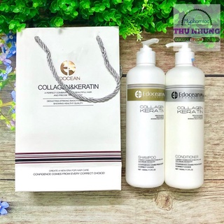 Edocean- cặp dầu gội xả dưỡng ẩm phục hồi kích thích mọc tóc keratin edocean plus 1000ml