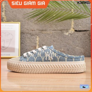 [Hot trend ] Giày thể thao sneakers Sục Nữ, Giày đạp gót ,Sục 𝐌𝐋𝐁 PLAYBALL Mule Mono Denim NEW YORK YANKEES
