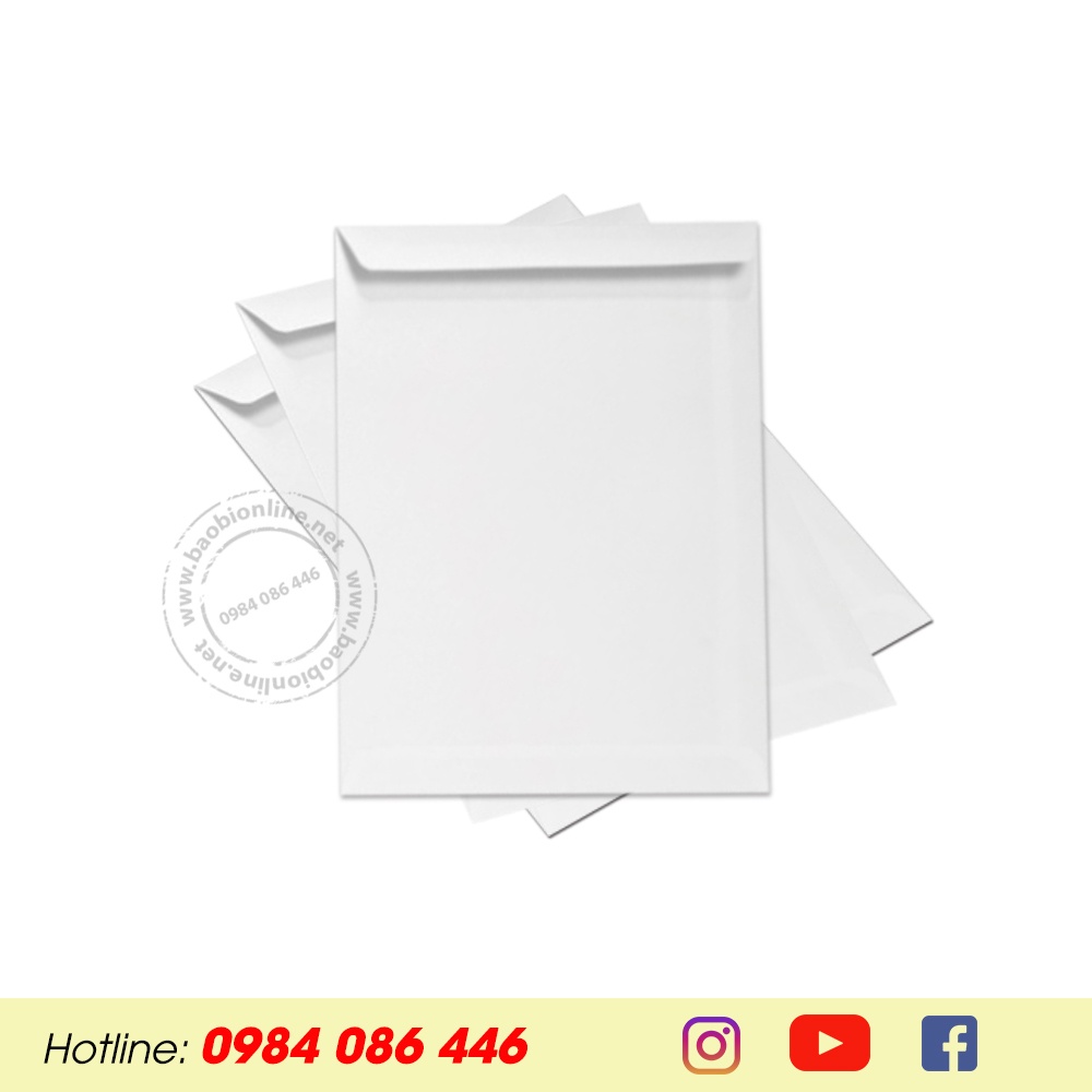 20 BAO THƯ  TRẮNG GIẤY FORT 80/100/120GSM NẮP NGANG 25x35CM CÓ SẴN - BAOBIONLINE