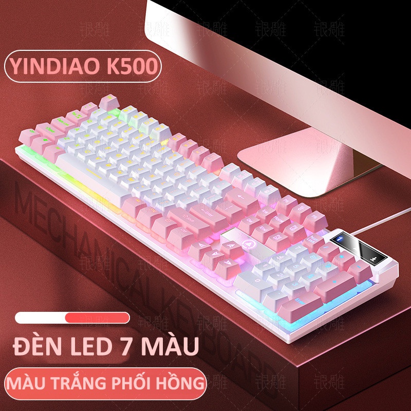 Bàn phím giả cơ YINDIAO K500 đa dạng màu sắc kèm theo đèn led 7 màu xuyên phím dành cho game thủ | BigBuy360 - bigbuy360.vn