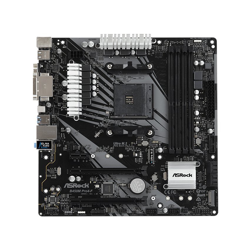 Mainboard ASROCK B450M PRO 4F (AMD B450M, Socket AM4, mATX, 4 khe RAM