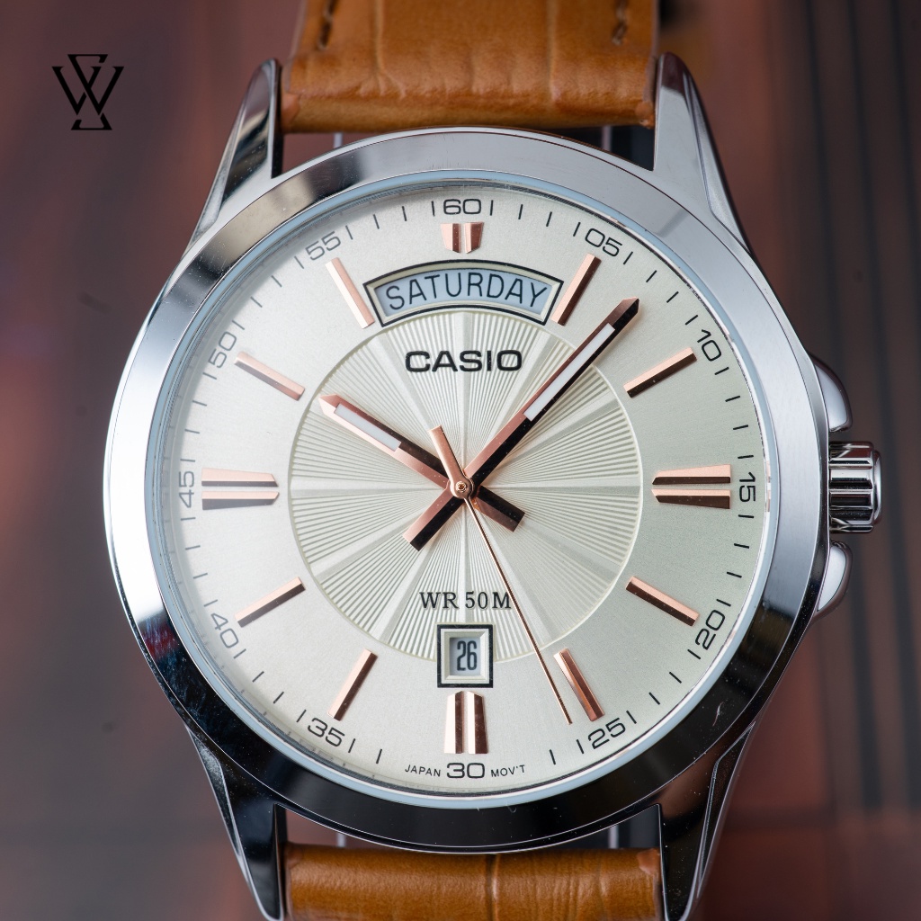 Đồng Hồ Quartz Nam Casio WATCHSTORE MTP-1381L-9AVDF Thiết Kế Mặt Kính Khoáng 40mm, Dây Da Và Vỏ Thép Không Gỉ