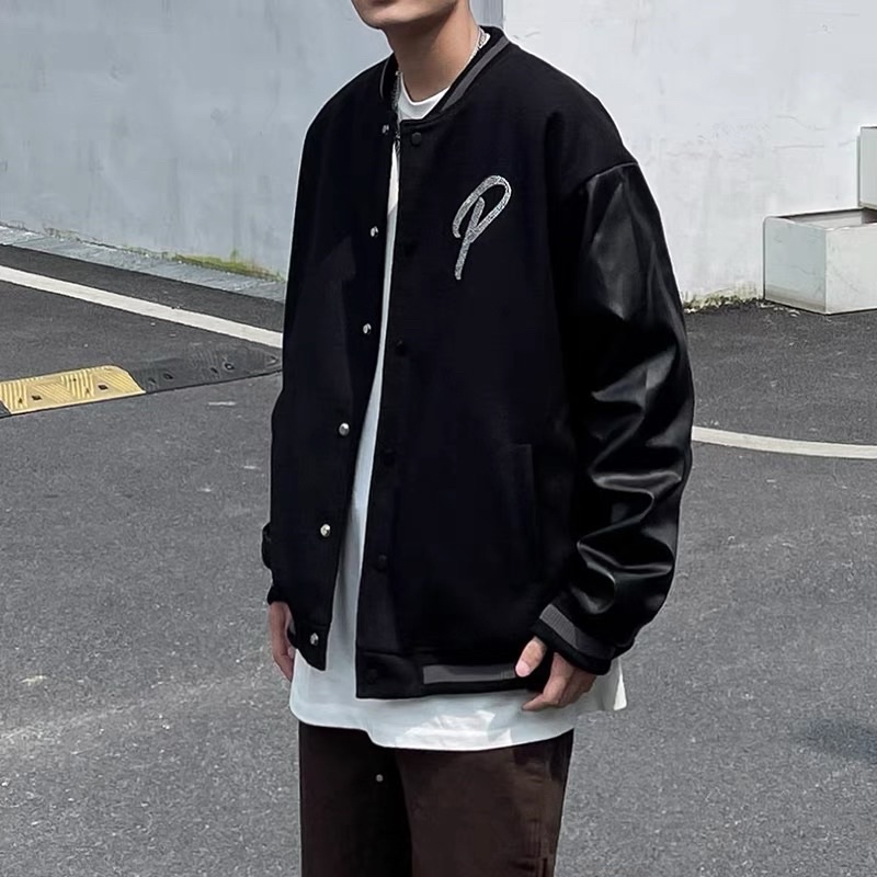 ÁO KHOÁC BOMBER PHỐI TAY DA P ( có hình chụp thật )