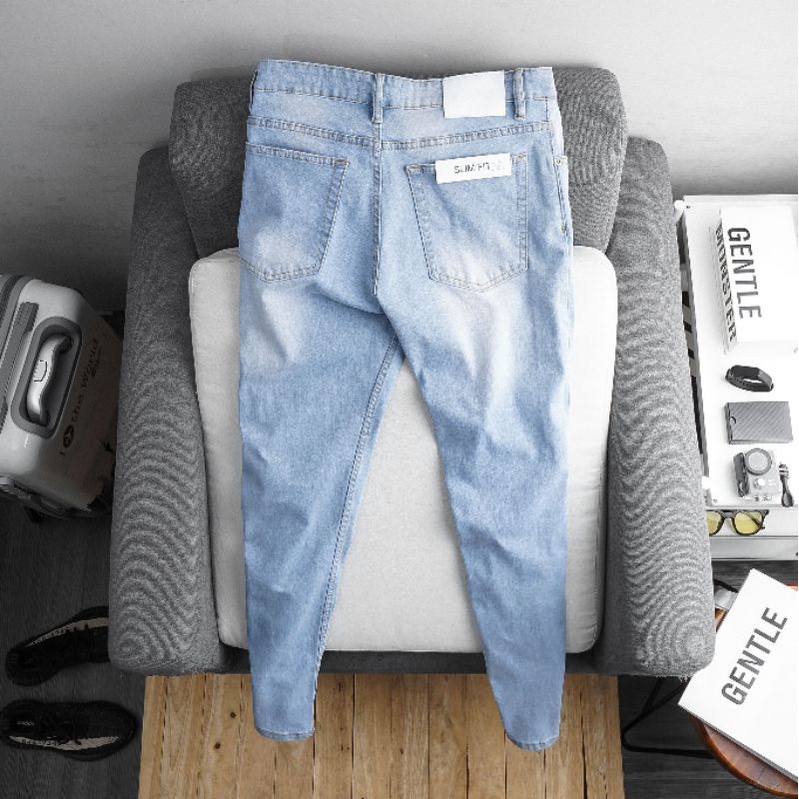 Quần jean xanh nam xuất xịn ống ôm skinny | BigBuy360 - bigbuy360.vn