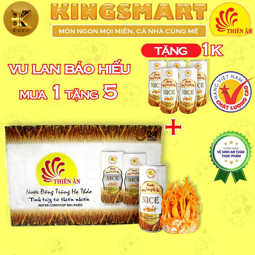 Thùng Nước Đông Trùng Hạ Thảo NICE (Thùng 4 Lốc - 24 Lon 240ML) THIÊN ÂN